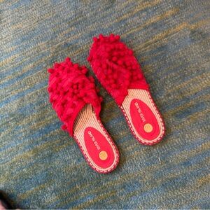 new asos designer shoes beach vacation slippers mules loafers red pom pom